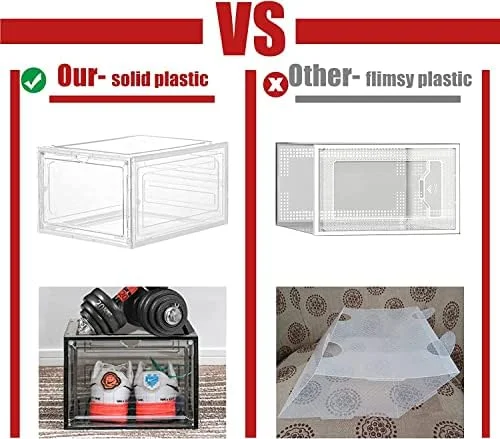 RSJIWOGZ 6 Pack Shoe Organizer for Sneaker   Shoe Boxes Clear Plastic Stackable for Closet    Plastic Shoe Organizer Shoe Containers  Shoe Display Case