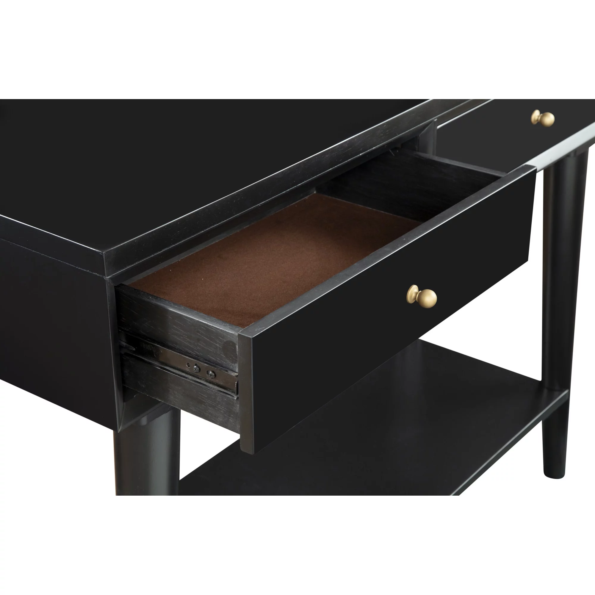 Alpine Furniture Flynn Wood Console Table with 2 Drawers in Black