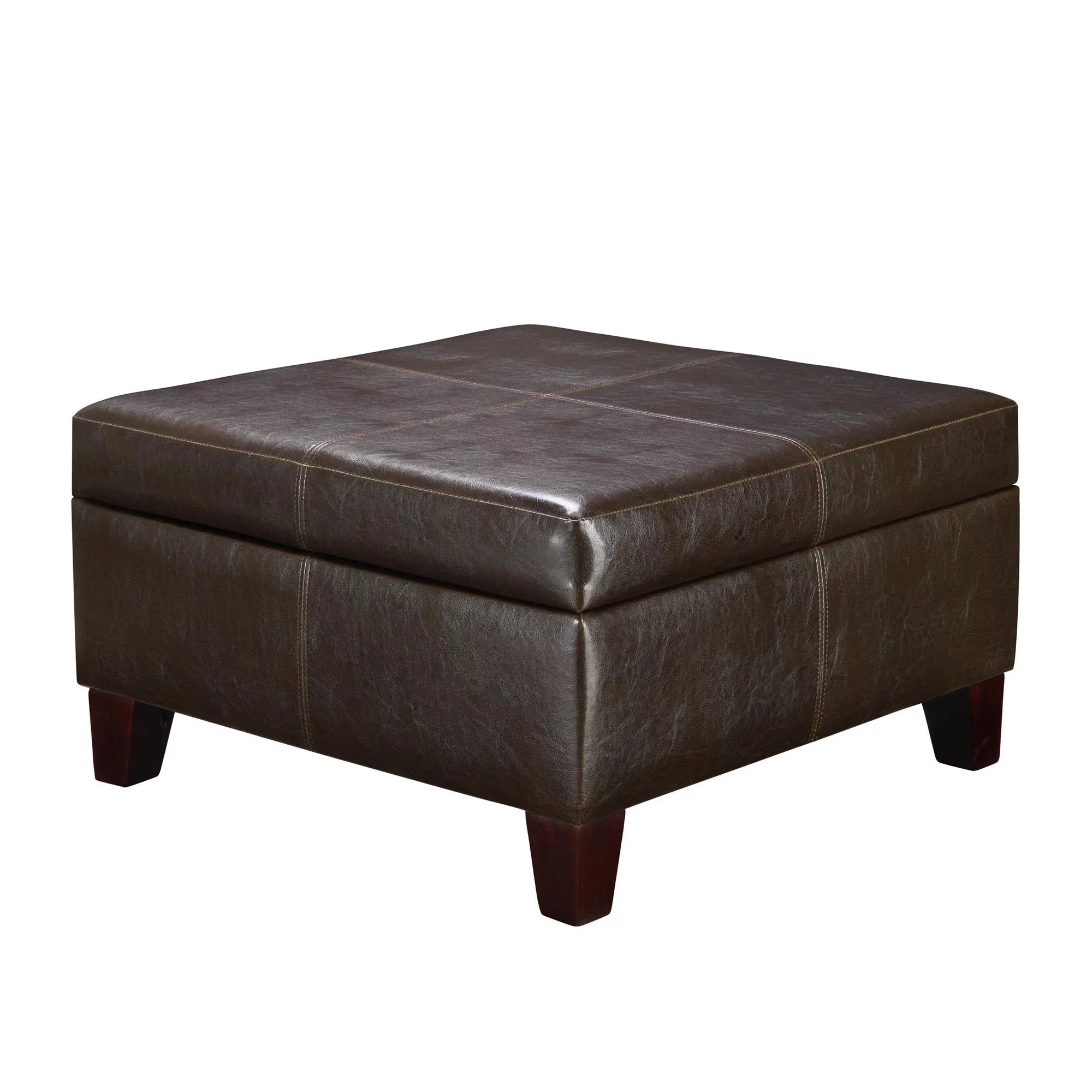 River Street Designs Square Storage Ottoman, Living Room Furniture, Espresso
