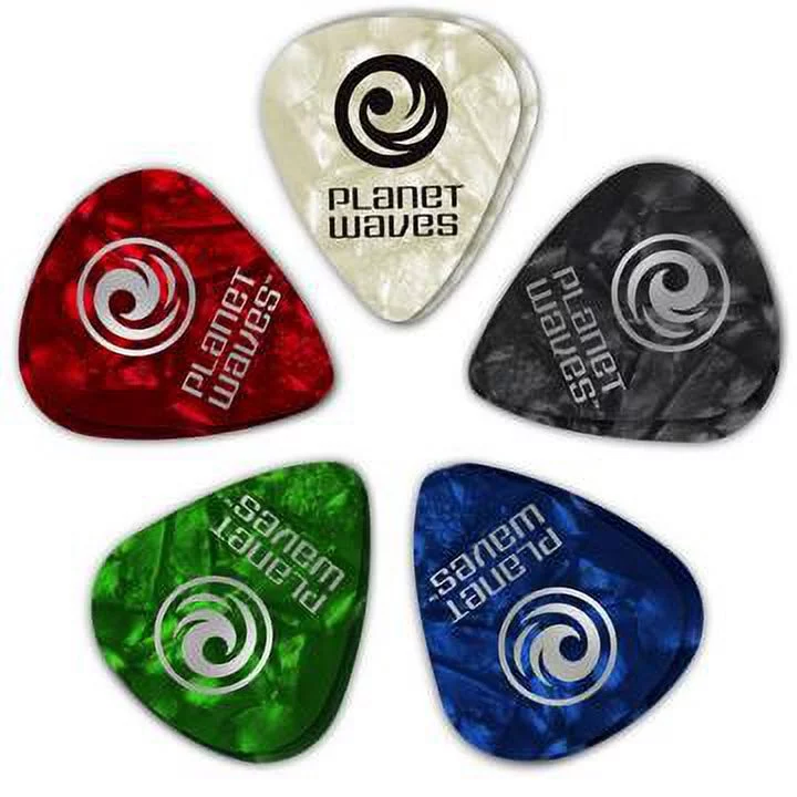 D'Addario Assorted Pearl Celluloid Guitar Picks, 100 pack, Medium