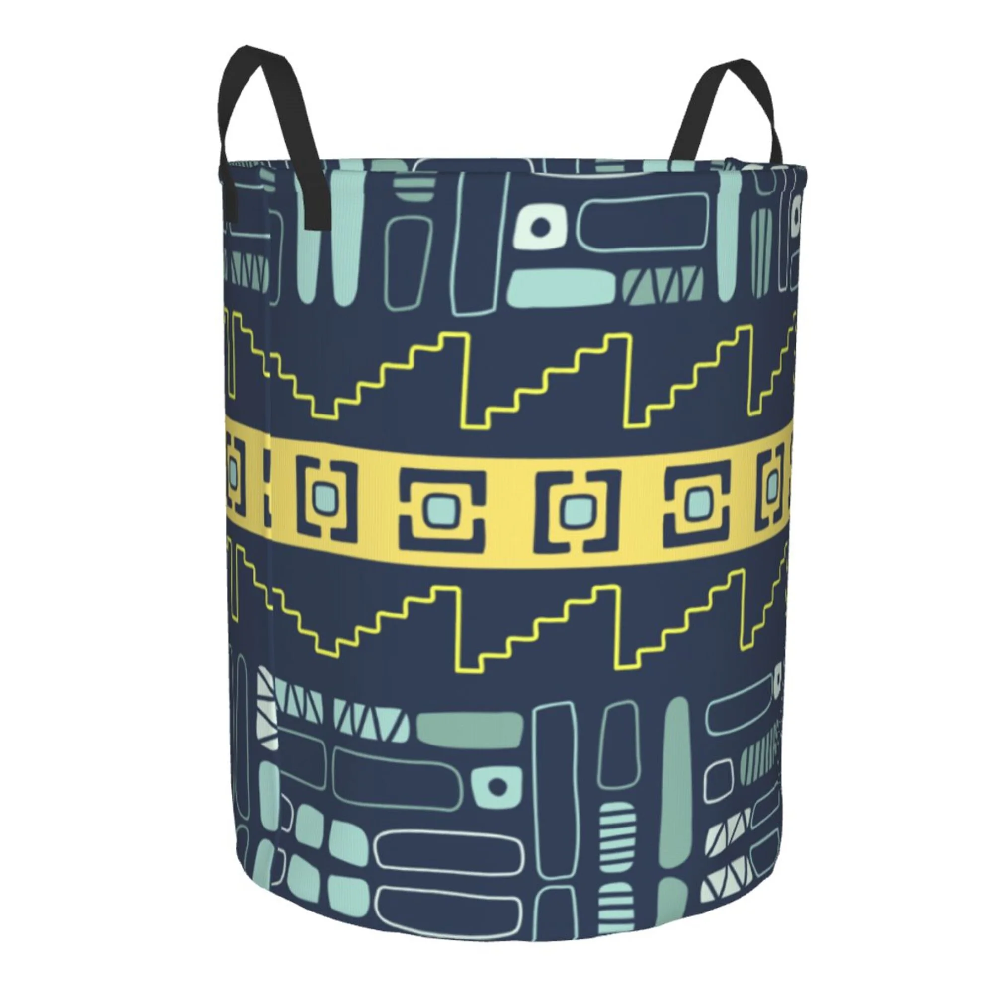 ZICANCN Laundry Basket Organizer, Retro Blue Boho Ethnic Style Collapsible Hamper for Bathroom Bedroom Laundry Room, Small Size