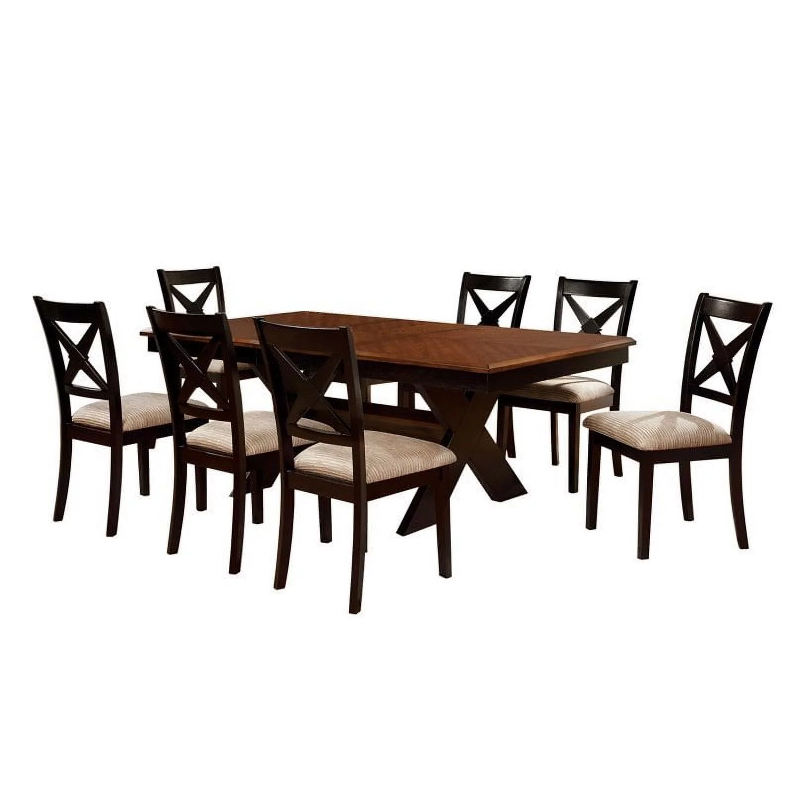 Furniture of America Hulledge Transitional 9-Piece Wood Dining Set in Dark Oak