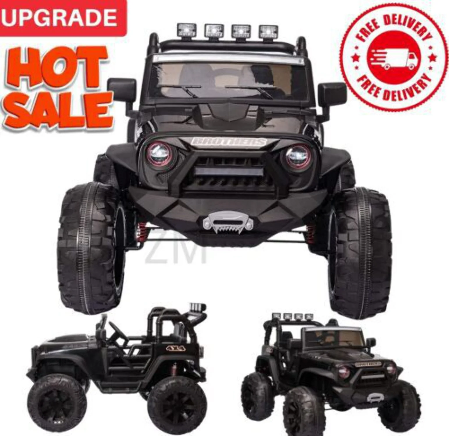 400W Electric 24V Kids Ride-on Truck Car Jeep with Remote Control, MP3 Player, and LED Lighting - Dual Seating