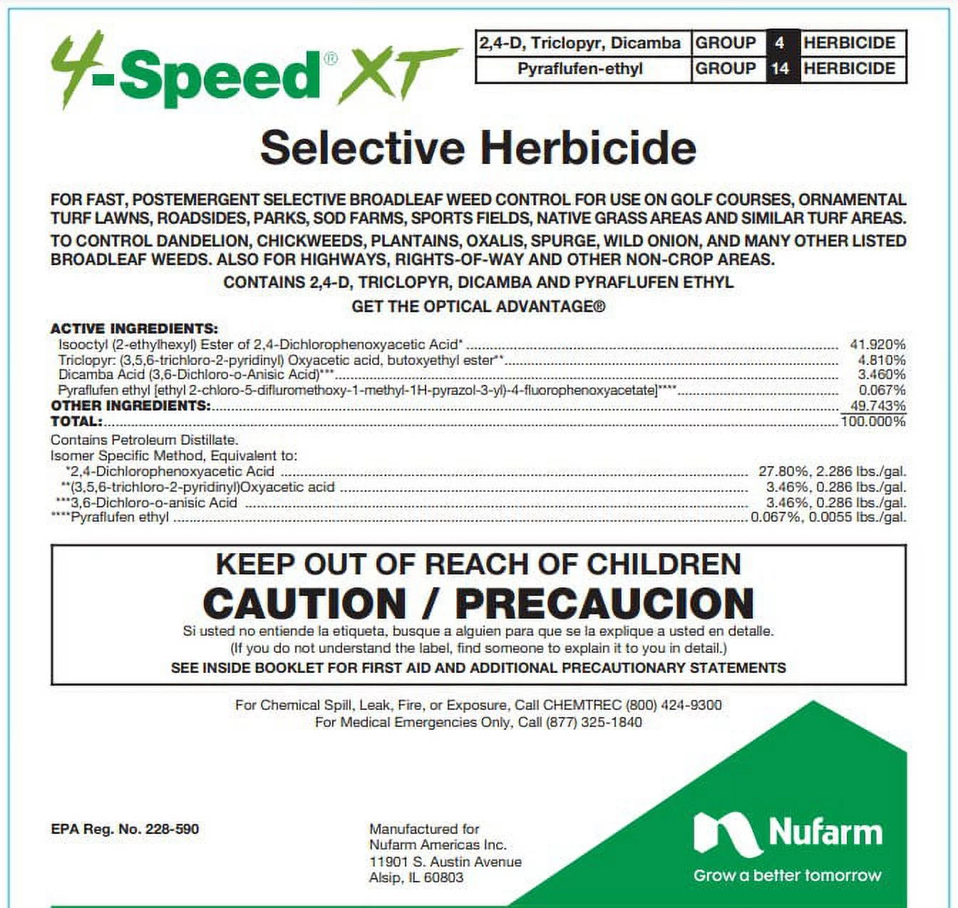 4-Speed XT Herbicide - Post-Emergent Control of Broadleaf Weeds - 32 fl oz Bottle by NuFarm