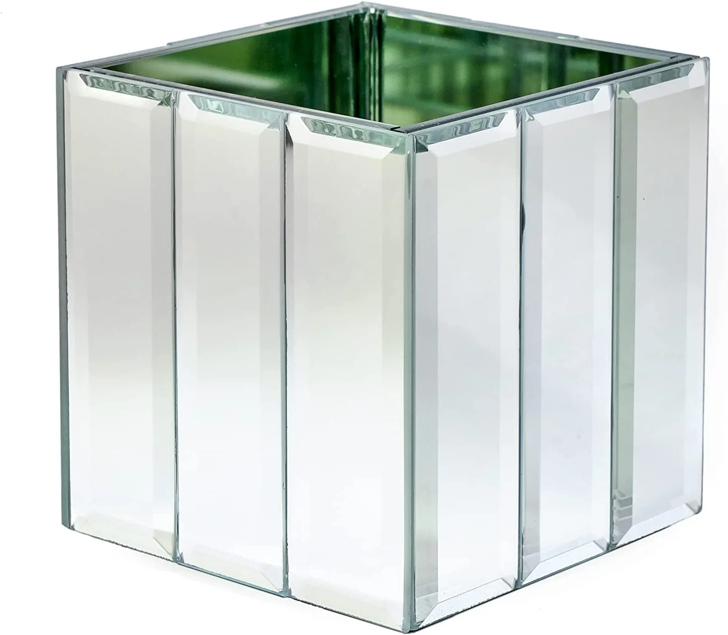 Large Gatsby Mirror Cube Vase – Art Deco Inspired Glass Vase With Mirror Finish, Measures 5.75” Cube