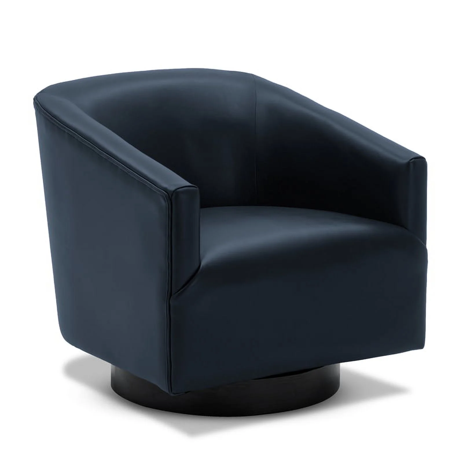 Home Square Faux Leather Swivel Accent Chair in Midnight Blue - Set of 2
