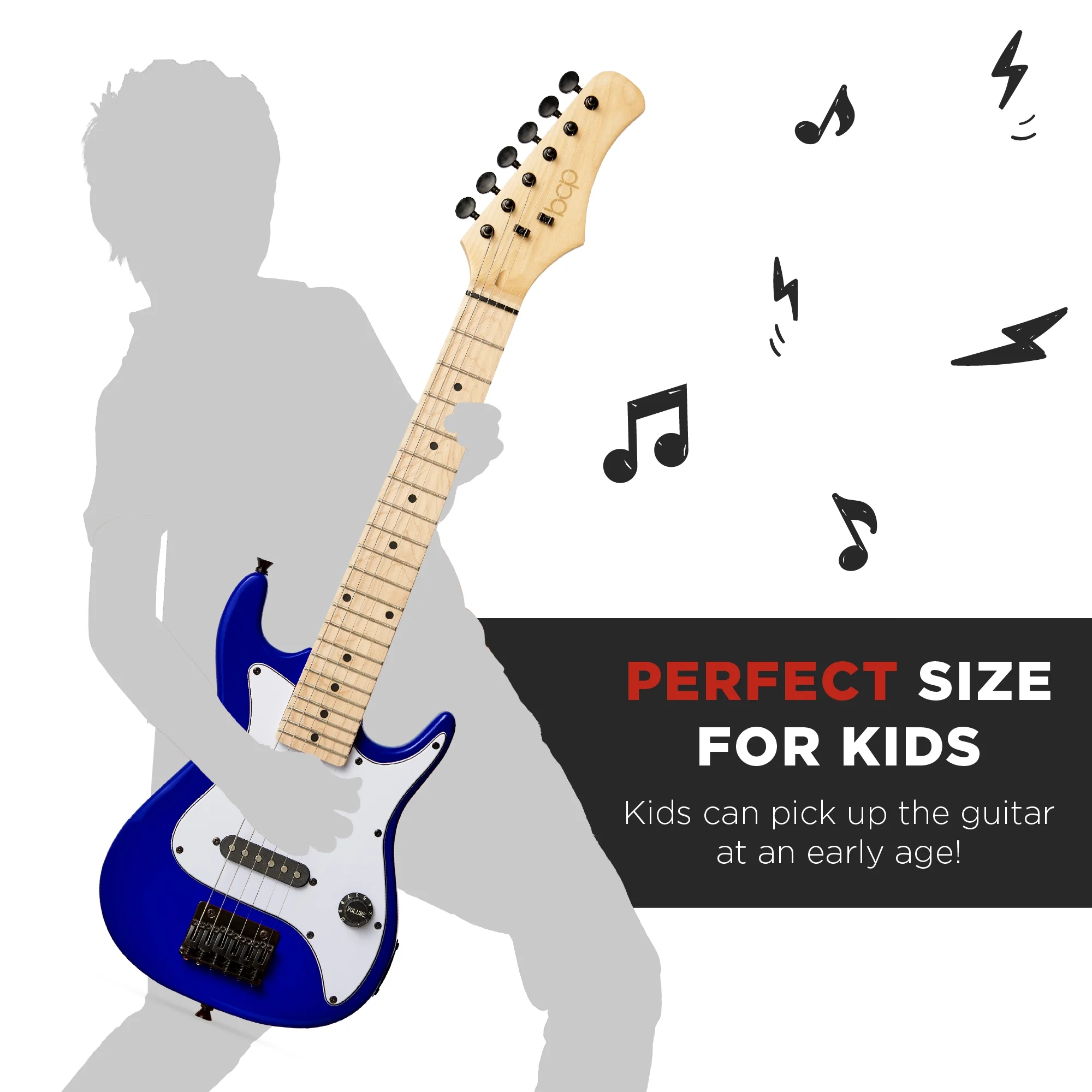 Best Choice Products 30in Kids Electric Guitar Beginner Starter Kit w/ 5W Amplifier, Strap, Case - Metallic Blue