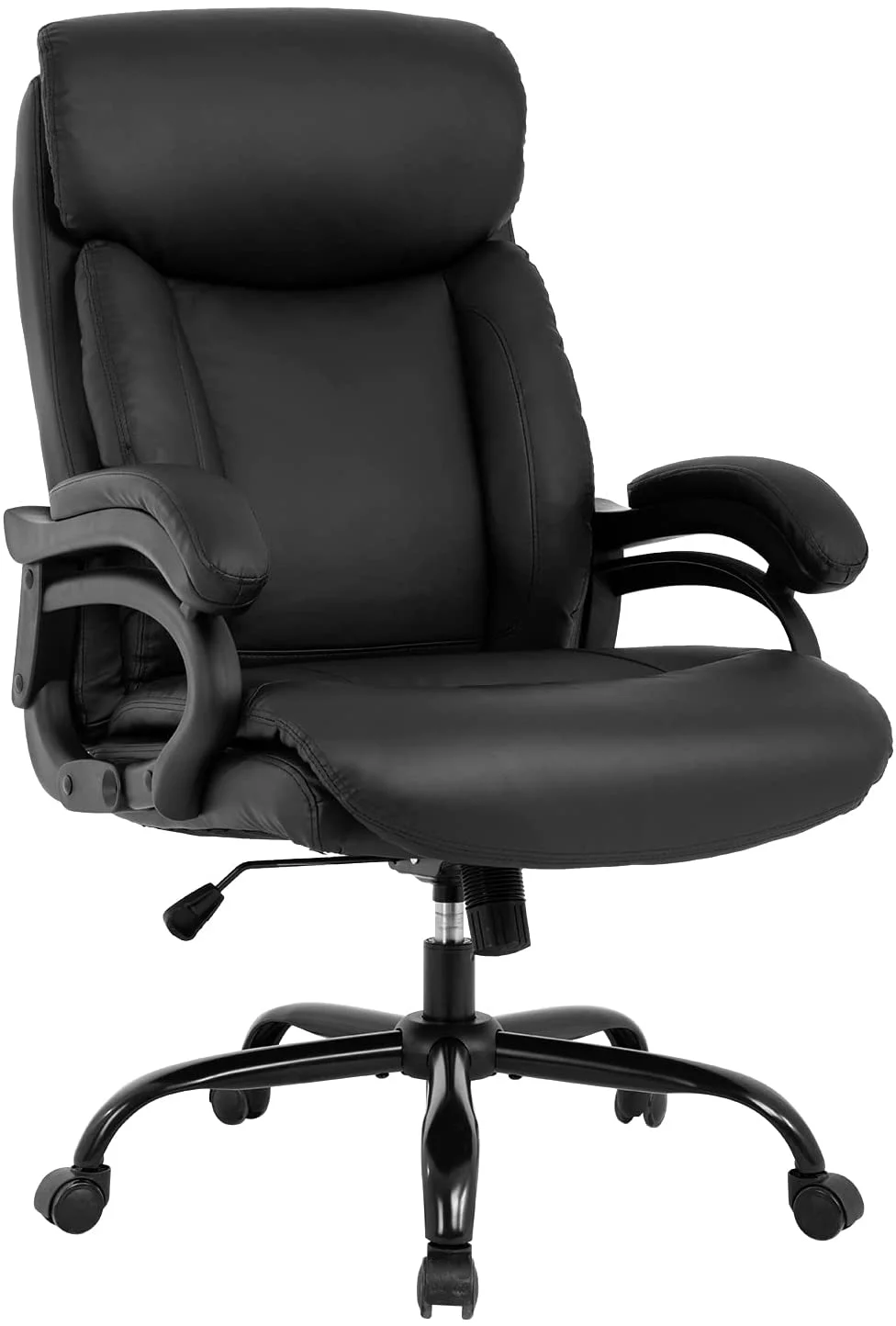 FDW Big and Tall Ergonomic Office Chair Computer Chair with Lumbar Support High Back PU Leather Adjustable,Black