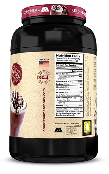 American Metabolix Keto Meal Replacement - Chocolate Malt - 36 Servings