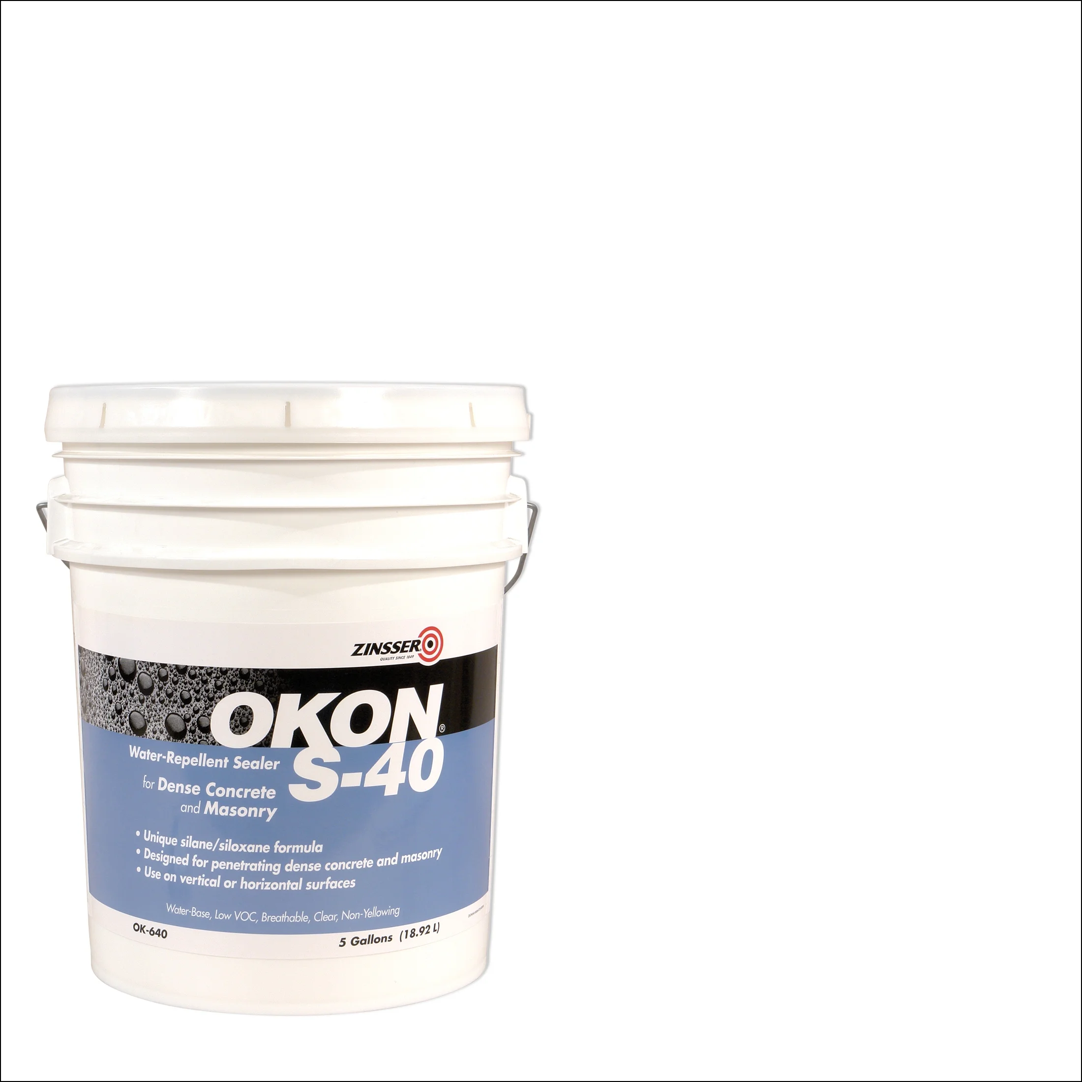 Clear, Zinsser Okon S-40 Water Repellent Concrete Sealer- OK640, 5 Gallon- 1 Pack