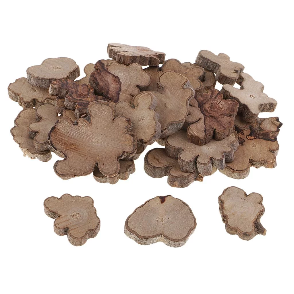 30 Bulk Natural Wood Cutouts Wooden Circles Slices Craft Supplies