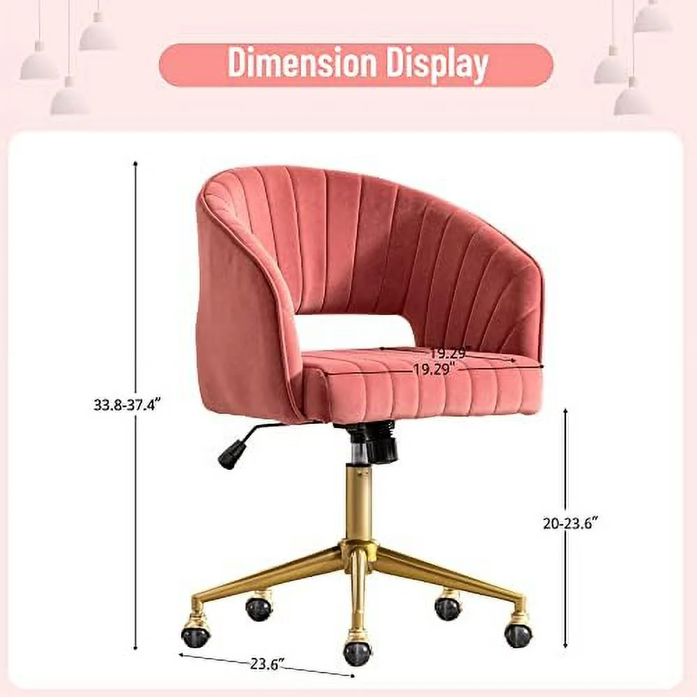 YPDCHB Desk Chair with Wheels  Velvet Home Office Chair  Swivel Armchair Gold Base  Upholstered Modern Accent Chairs  Back Incline Adjustable for Living Room Bedroom Vanity  Off-White Cre