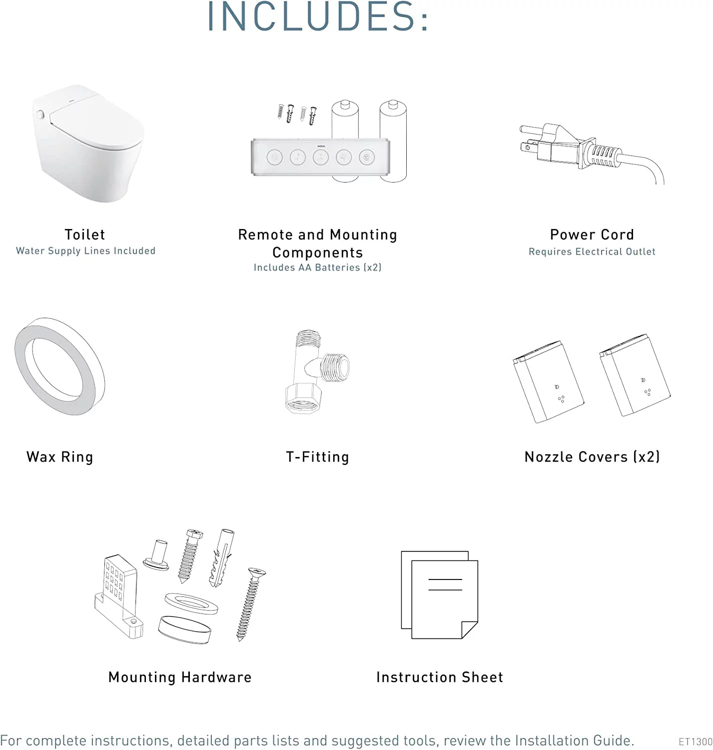 Moen Et1300 3-Series 1 Gpf One Piece Elongated Chair Height Toilet - White