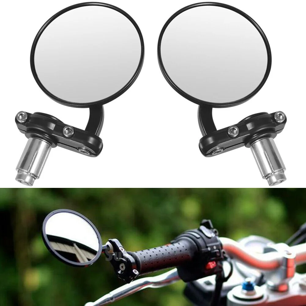 JahyElec Motorcycle Handle Bar End Mirrors Rearview Side Round 7/8