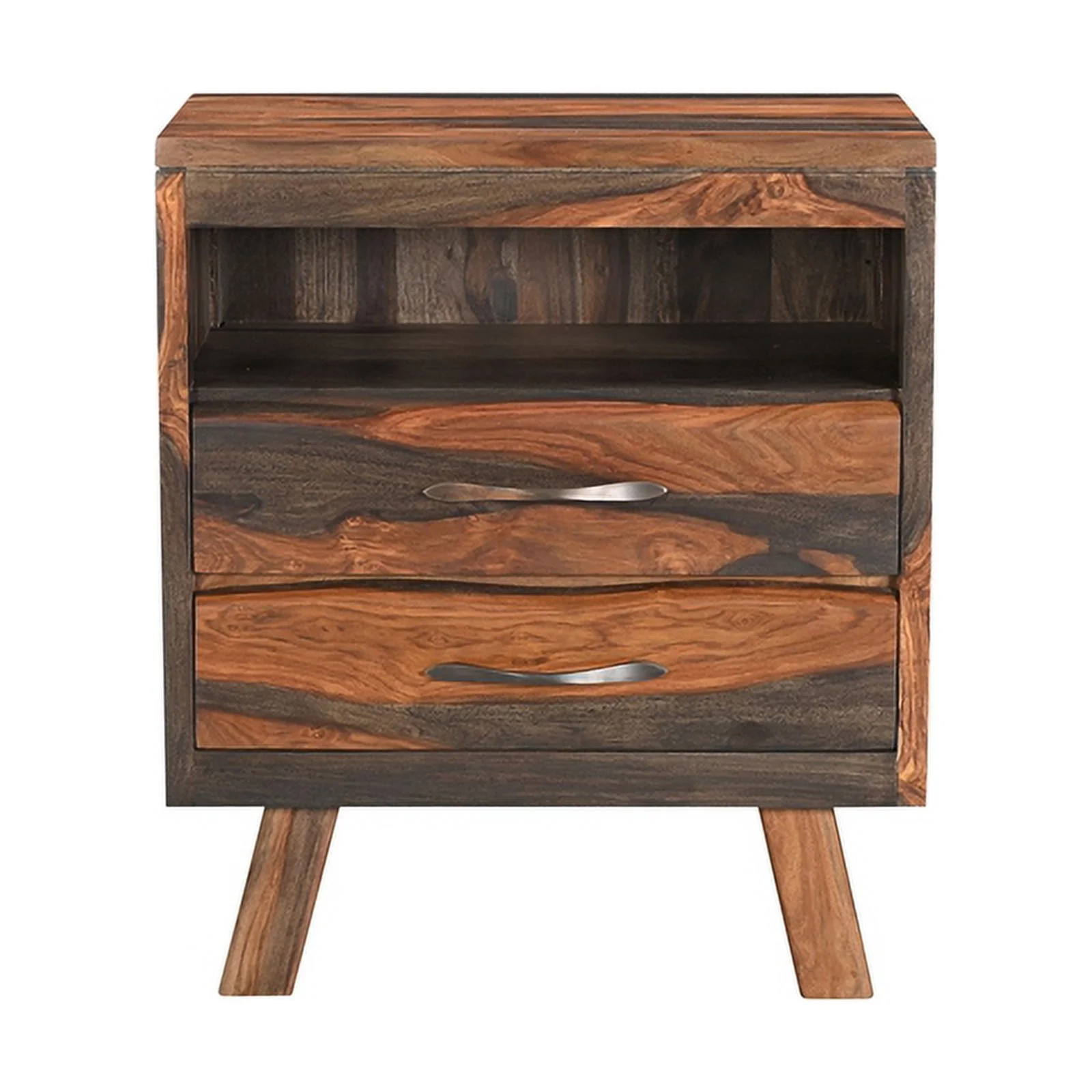 Taran Designs Warren 2-drawer Live Edge Solid Wood Nightstand in Dark Brown