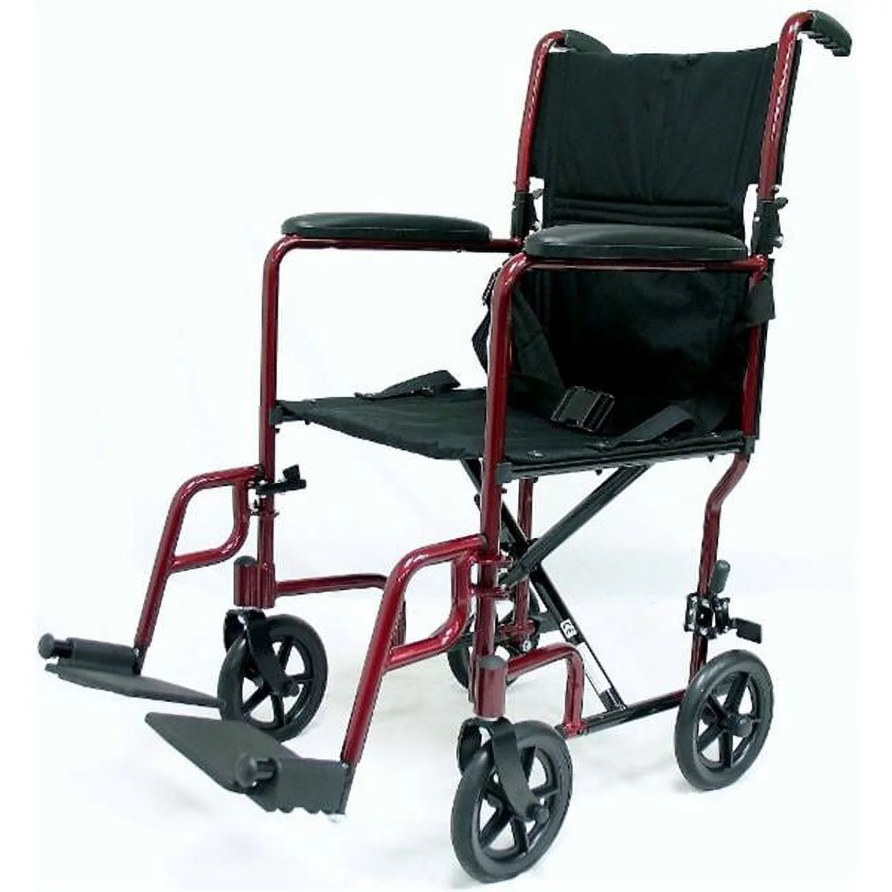 Karman Healthcare LT-2017-BD Transport Wheelchair-Burgundy