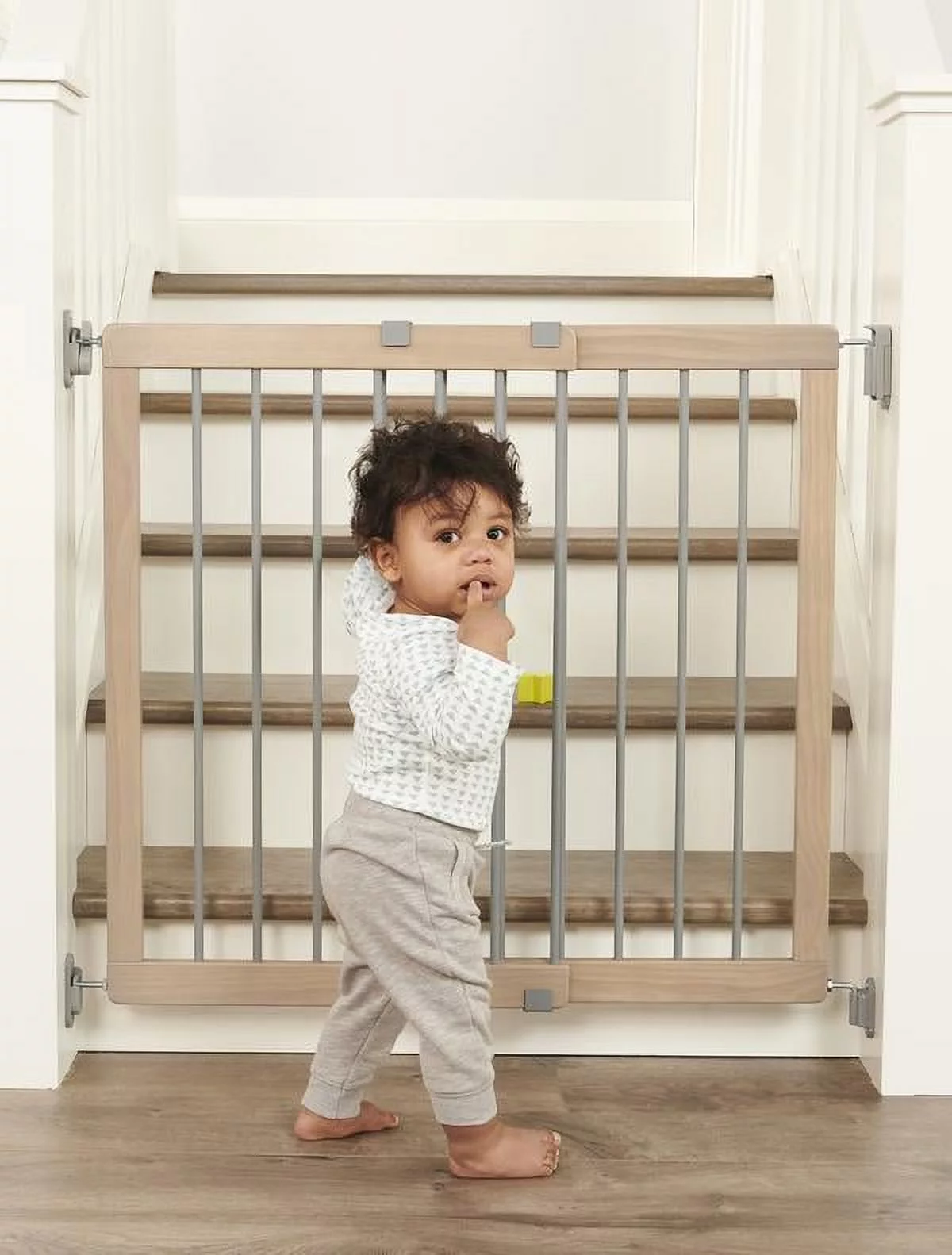 Regalo Heritage and Home Wooden Extra Wide Stairway and Hallway Walk Through Baby Safety Gate with Mounting Kit 42 Inches Wood