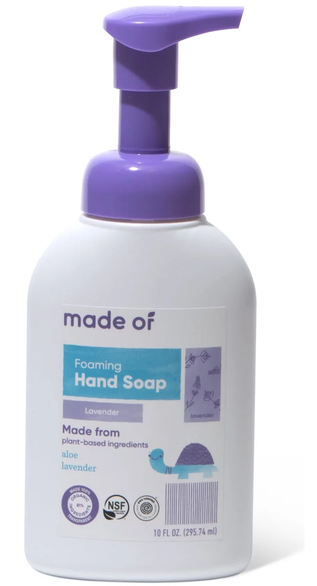 MADE OF Foaming Organic Castile Hand Soap, NSF Organic and EWG Verified, Lavender, 10 Oz