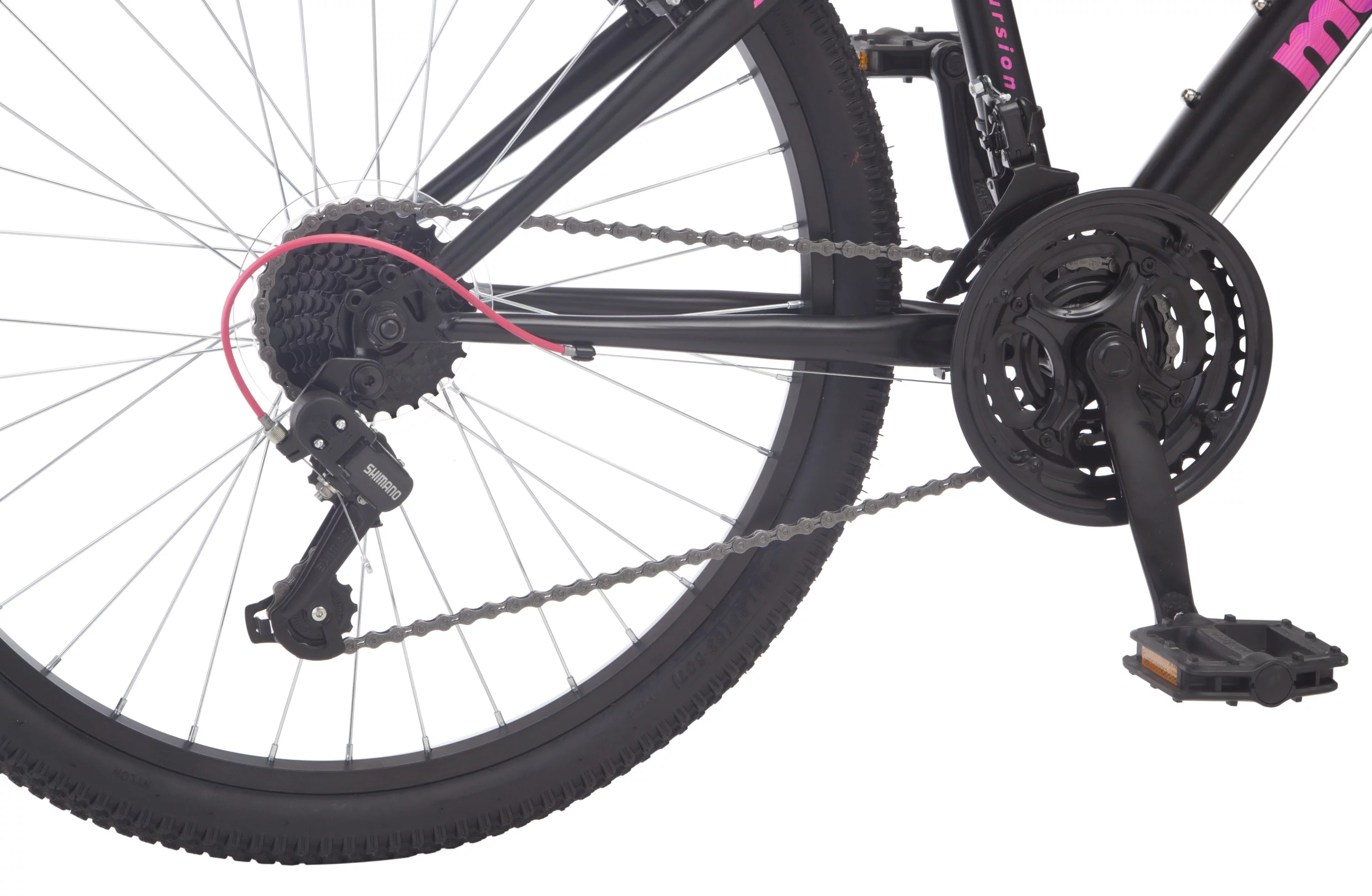 Mongoose Excursion Mountain Bike, 24 inch wheels, girl's style, black