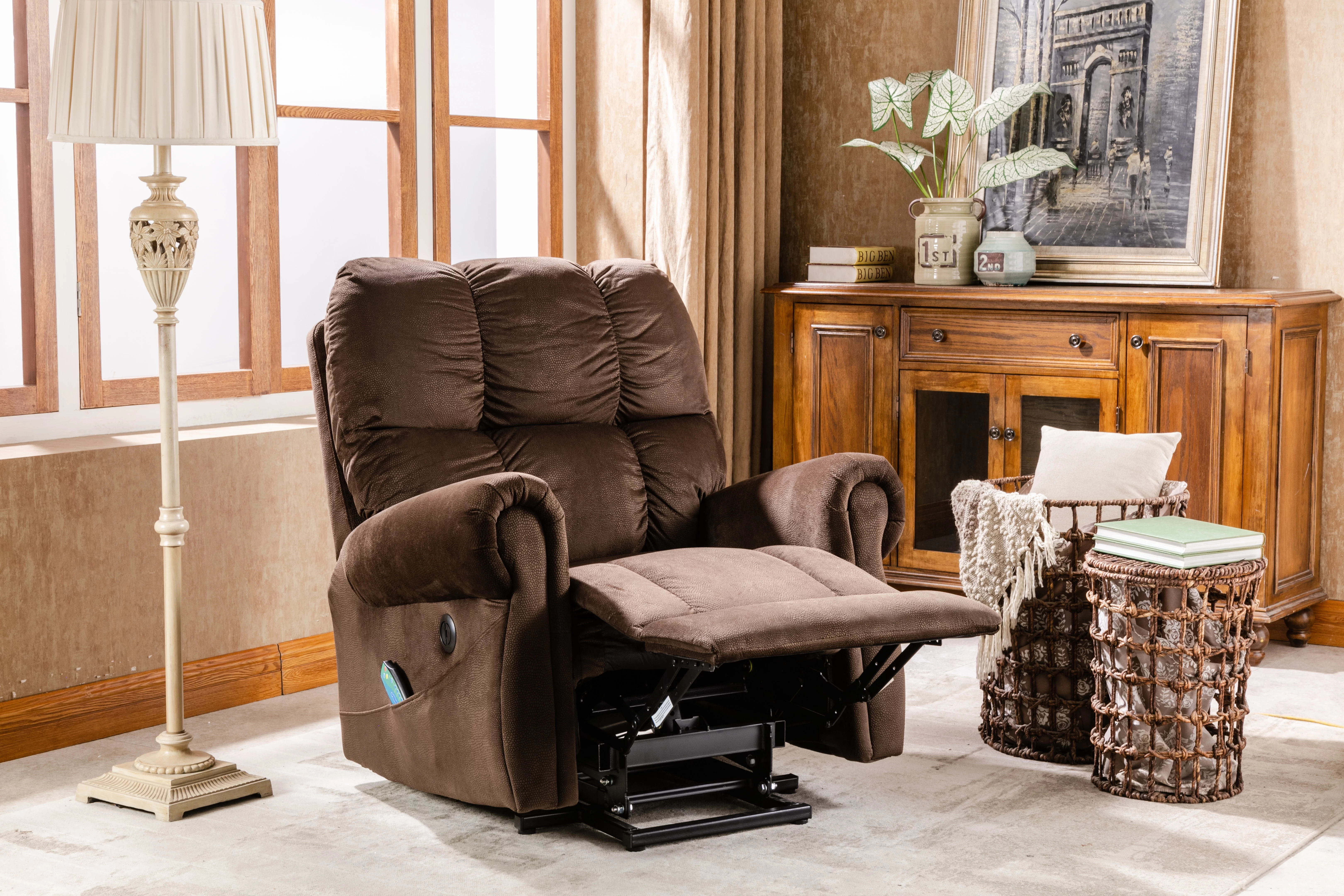 LOAOL Electric Lift Recliner with Heat Therapy And Massage,Velvet Finish, 38