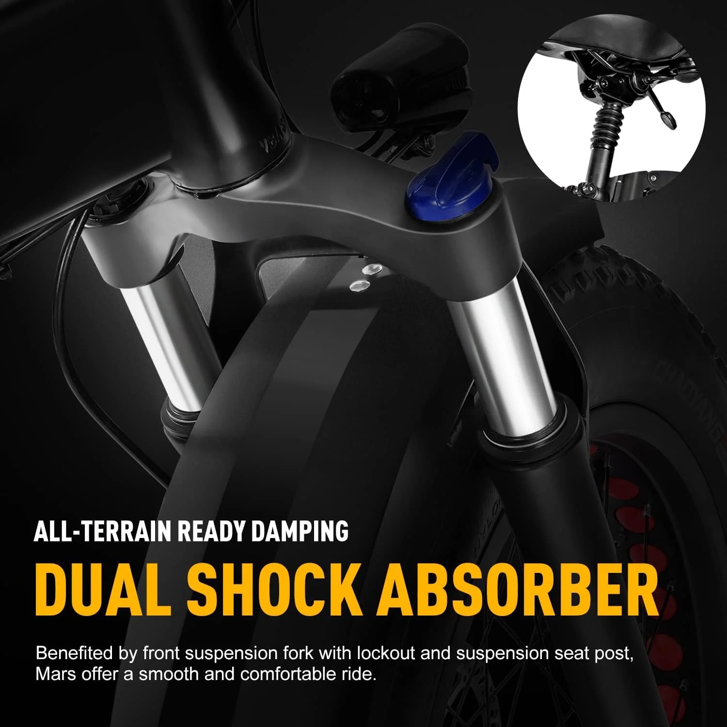 Yoloway Mars Fat Tire Electric Bike for Adults, 500W Folding Electric Bicycle with 624WH Removable Battery, Foldable 20