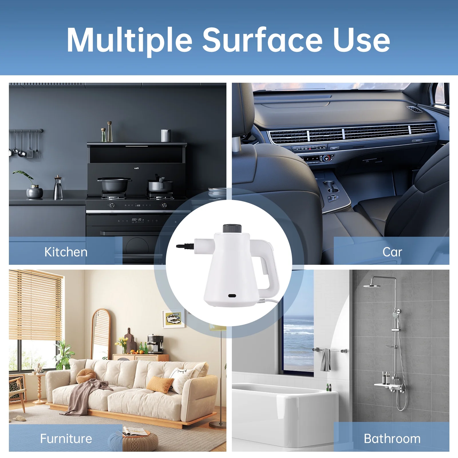 Spirastell Hand-held hanging press,Steamer Kitchen Furniture Bar Temperature Pressurized Cleaner 1000W 3.5 Cleaner Cleaner 7 Kit Chemical-Free Safety Lock 7 Handheld Steam Cleaner Pressurized Cleaner