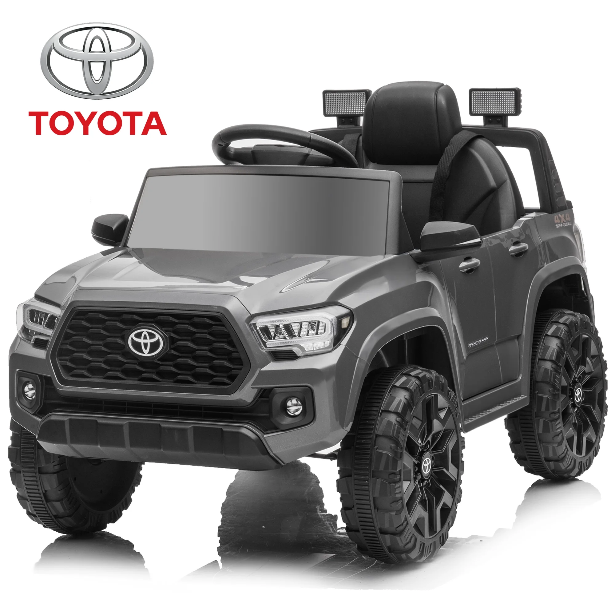 Licensed Toyota Tacoma Truck Ride on Car, 12volts 3mph Battery Electric Toy Car Jeep for Kids 3-6 Years, Grey