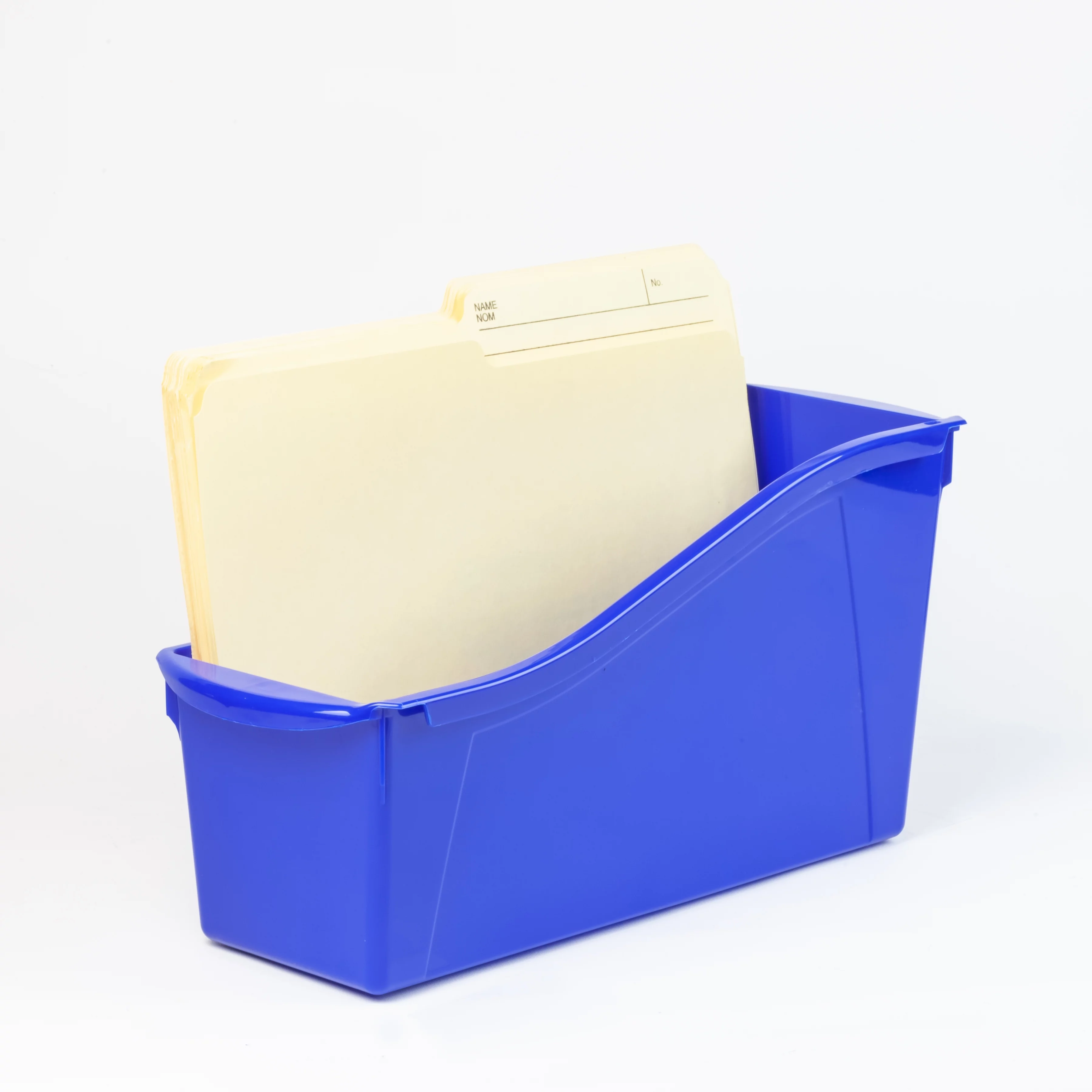Pen+Gear Plastic Desktop Book Organzer Bin with Label Pocket, Really Royal, 6-Pack