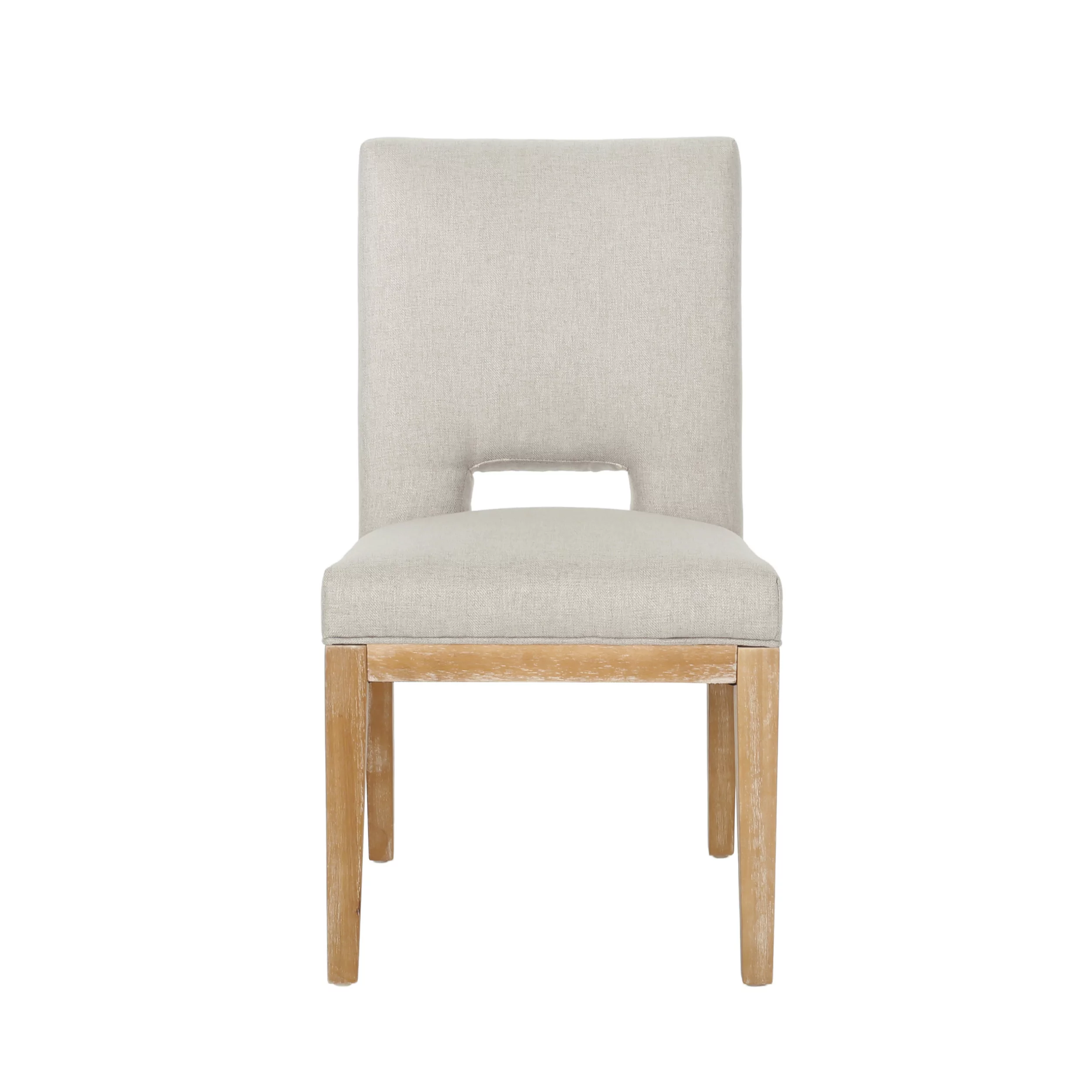 Noble House Bowrun Fabric Upholstered Dining Chairs, Set of 4, Wheat and Weathered Natural