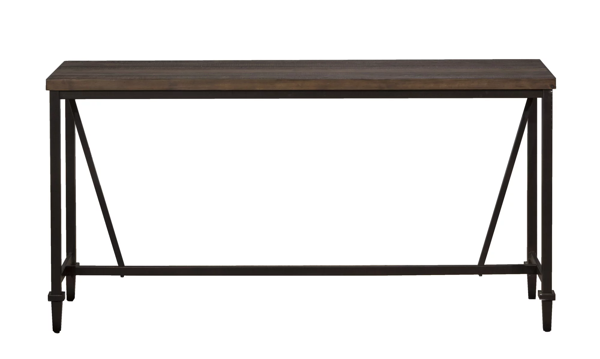 Hillsdale Furniture Trevino Distressed Walnut Top Copper Metal Console Table