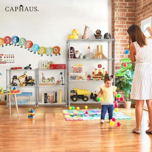 YPXNVTD NSF Adjustable Shelves Metal Wire Shelving Unit w/Liners  Kitchen  Shelving  Metal Steel  Shelving  Garage Shelving  Organizer  Utility   5-Tier No Wheels  Silver