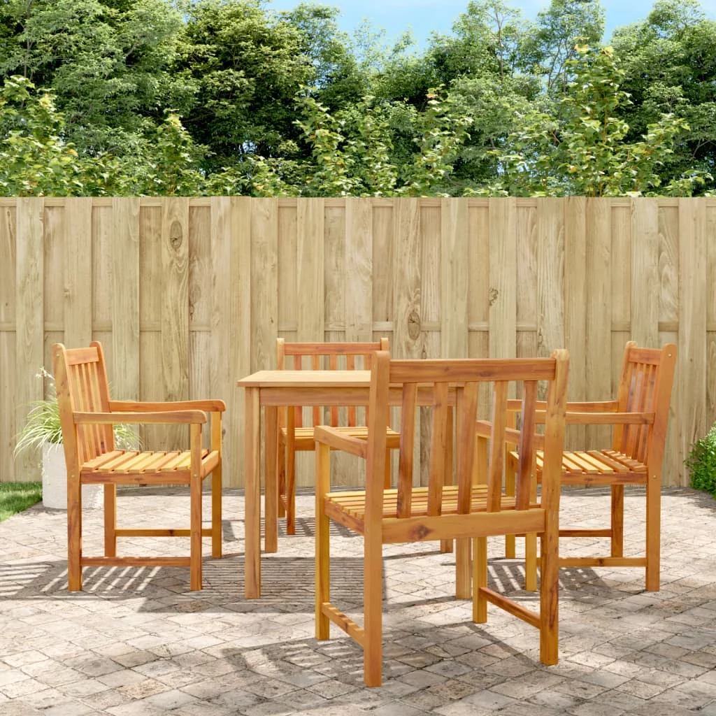 Walmeck 5 Piece Patio Dining Set Solid Wood Acacia