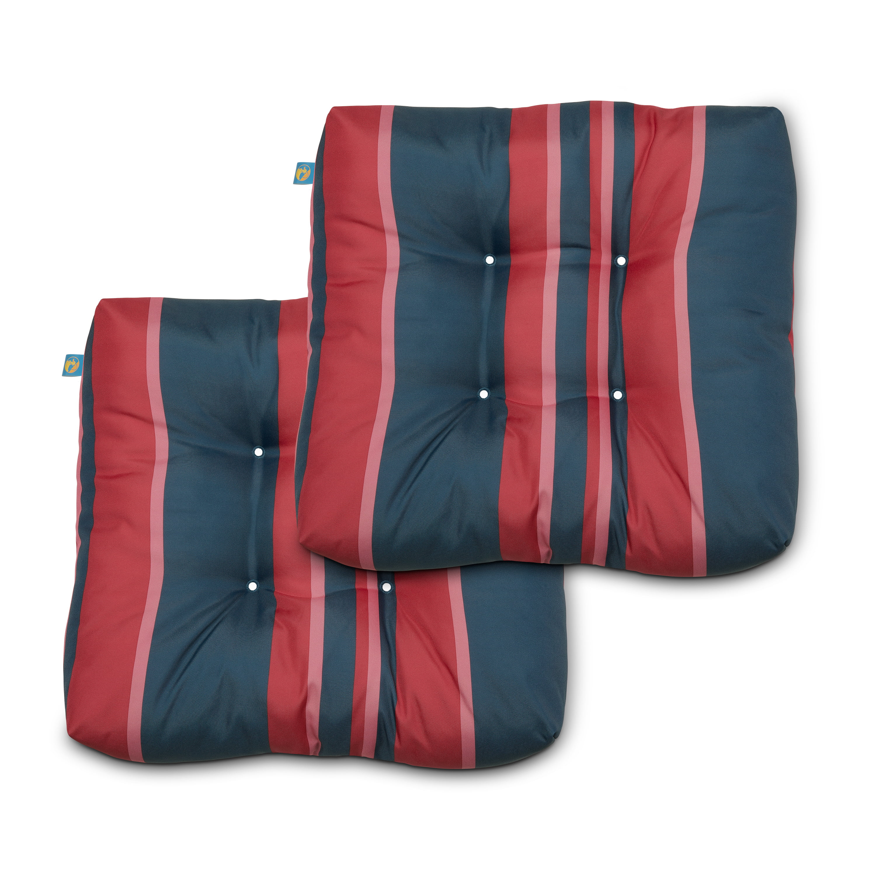 Duck Covers Water-Resistant 19 x 19 x 5 Inch Indoor Outdoor Seat Cushions, Bubble Gum Blue Stripe, 2-Pack