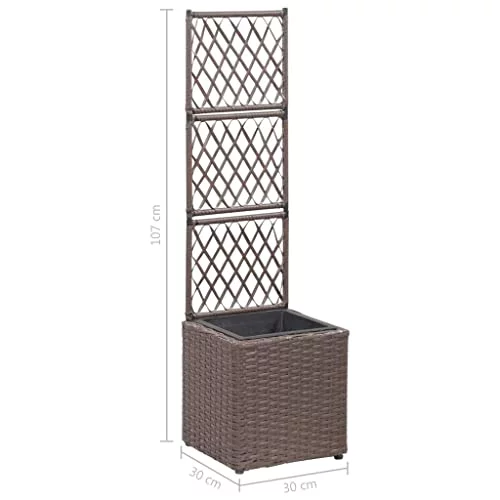 Garden Trellis Planter with 1 Pot | Rattan Garden Raised Bed with Trellis | Planter Box for Patio Backyard Yard Outdoor Vine Climbing Plants Flowers |  Poly Rattan 11.8
