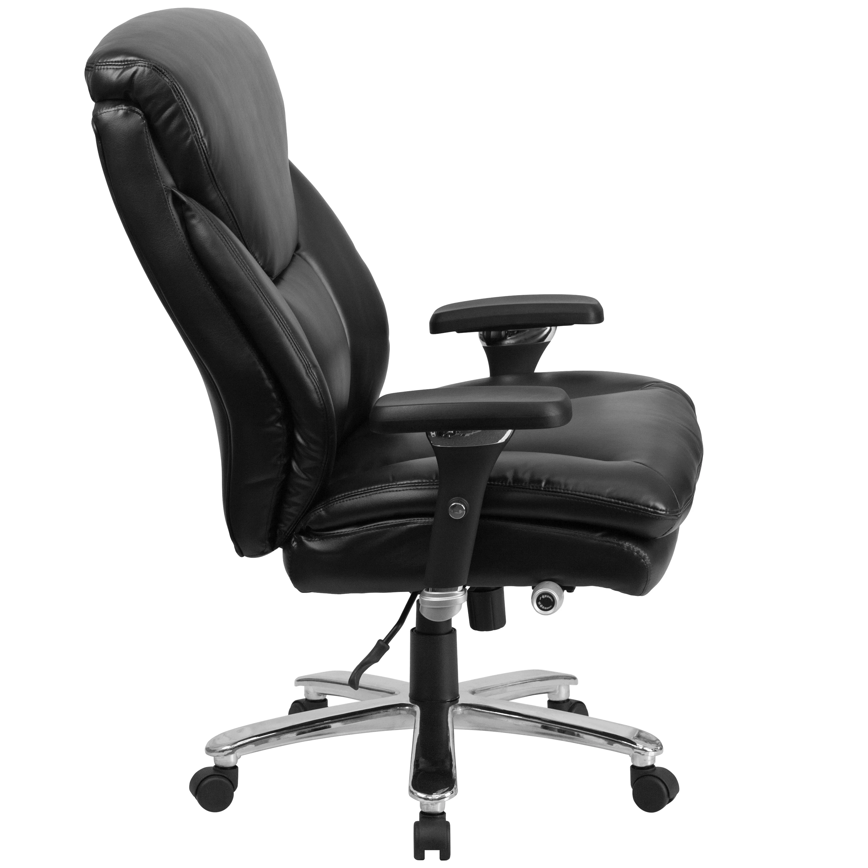 Emma + Oliver 24/7 400 lb. High Back Black LeatherSoft Ergonomic Office Chair with Lumbar Knob