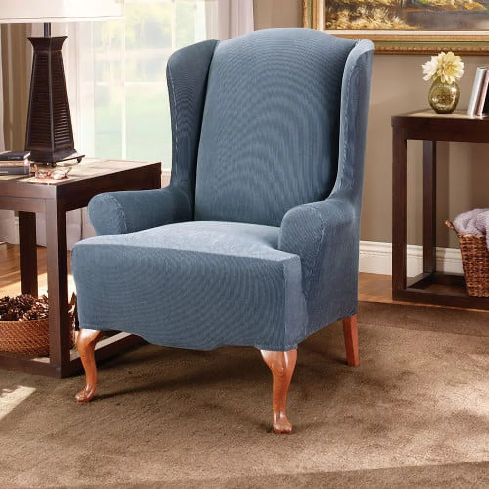 Sure Fit Stretch Stripe Wing Chair Slipcover