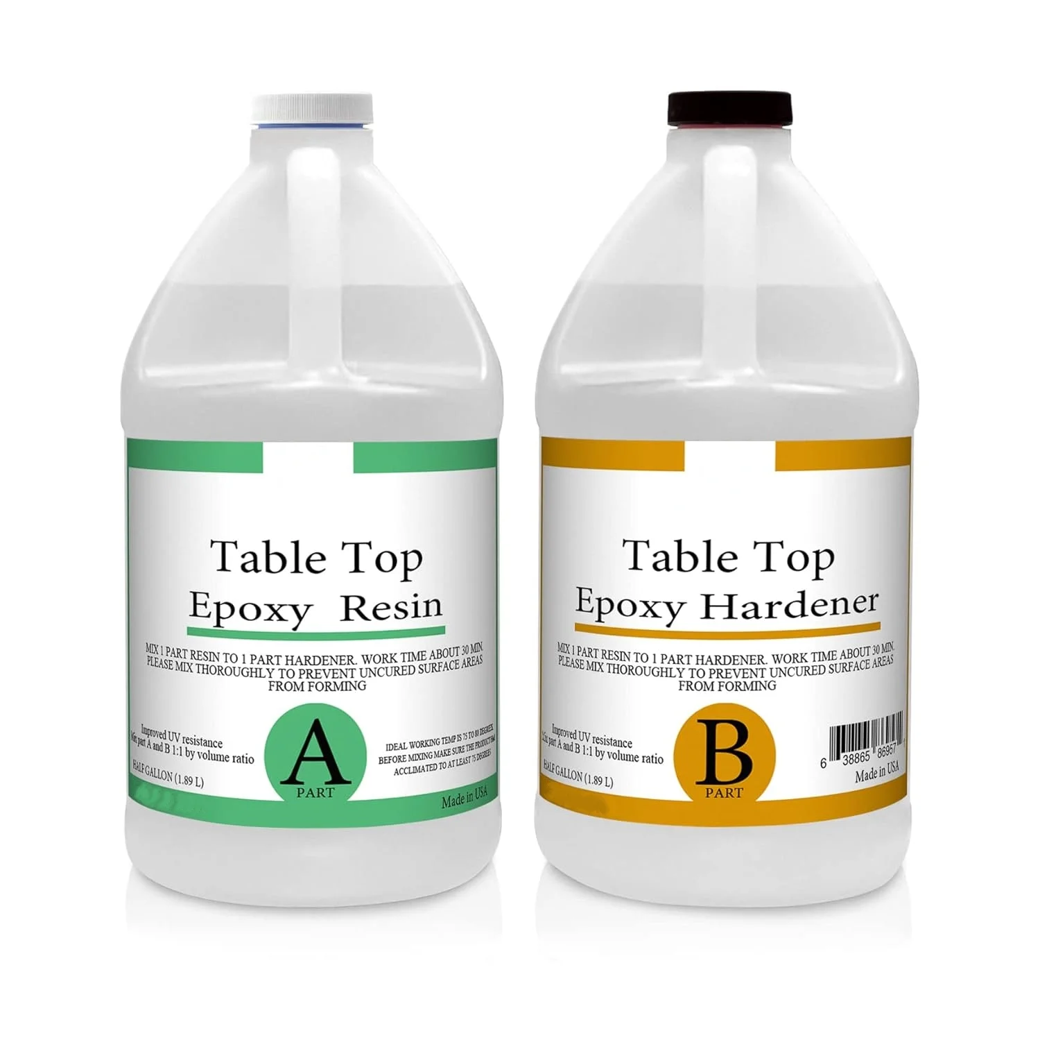 Table TOP EPOXY Resin Crystal Clear 1 Gallon Kit. for Super Gloss Coating