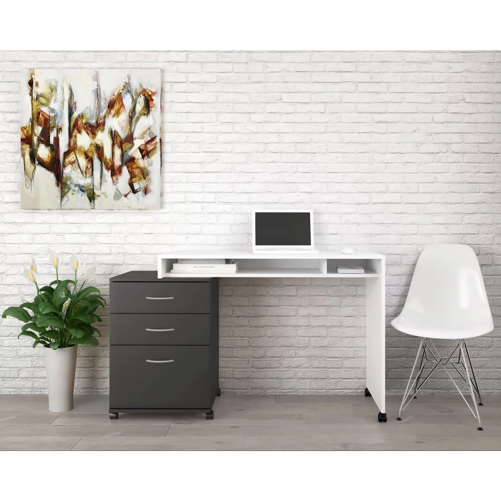 Essentials 2 Piece Home Office Set White and Black
