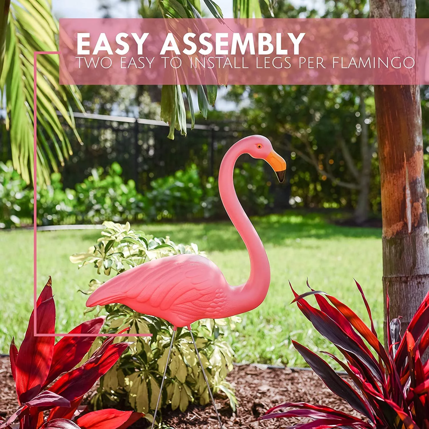 Galashield Pink Flamingo Yard Decorations Pack of 2 Flamingo Decor Ornaments for Outdoor Lawn Garden