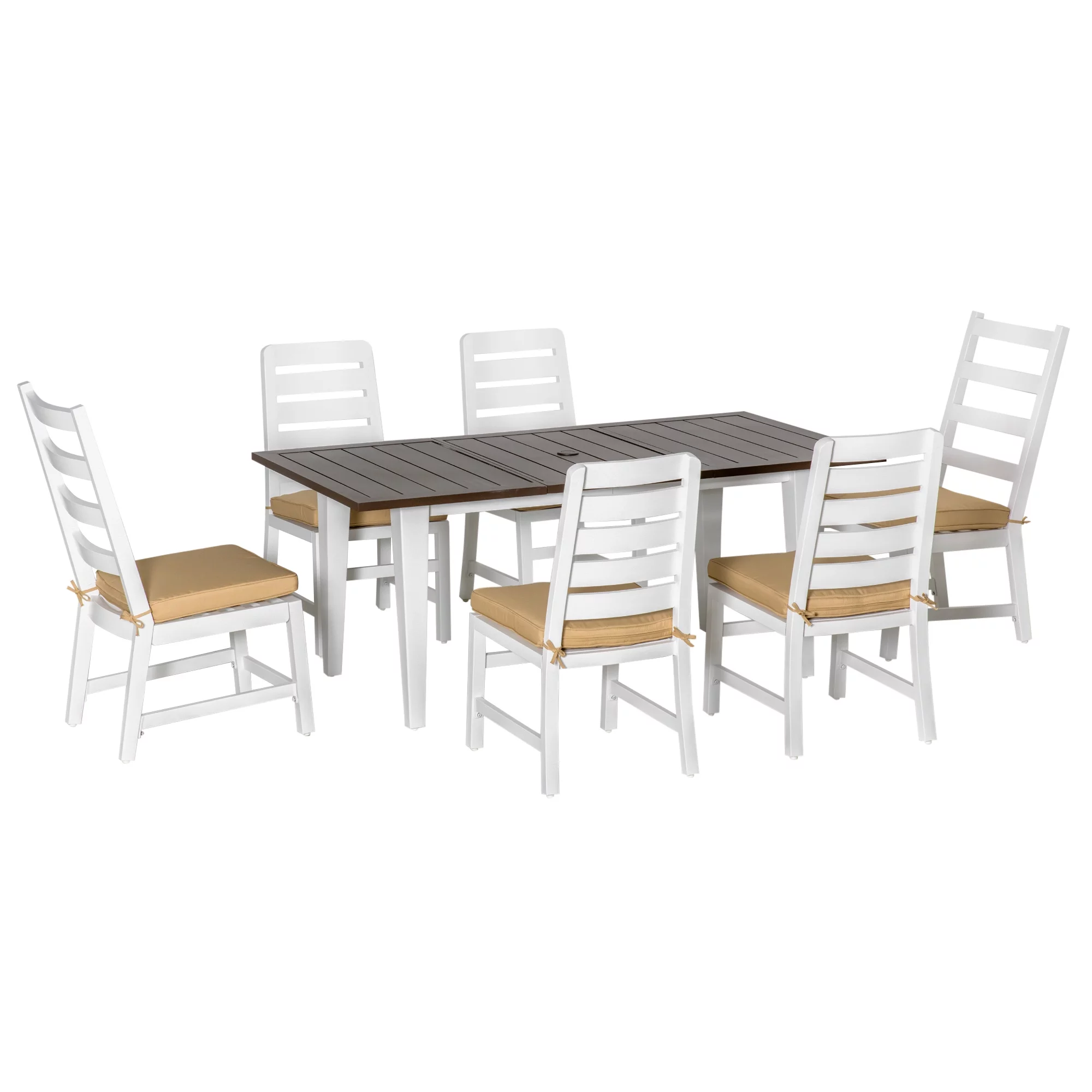 Outsunny 7 Piece Patio Dining Set with Cushions, Beige
