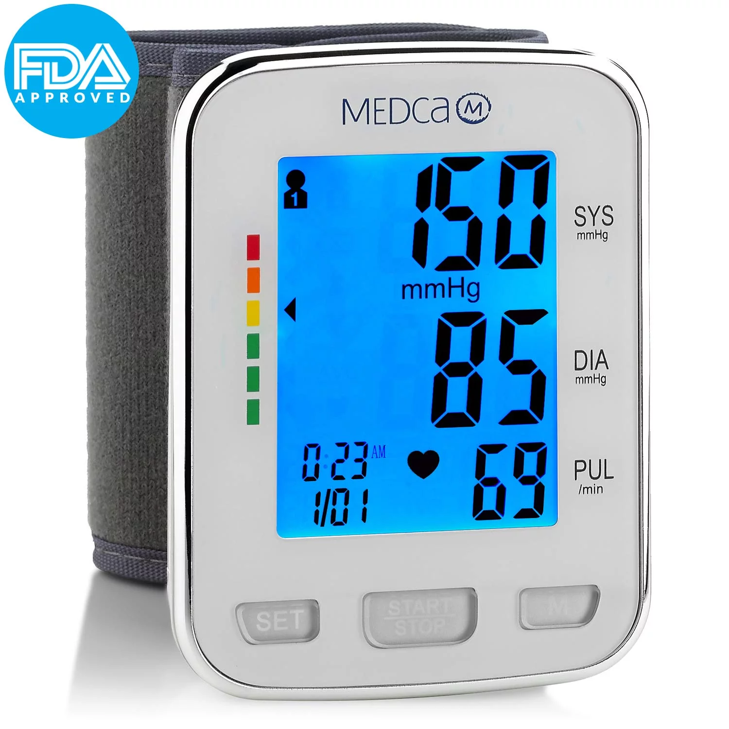 Blood Pressure Cuff Wrist with Monitor and Portable Fully Automatic BP Machine Band by MEDca