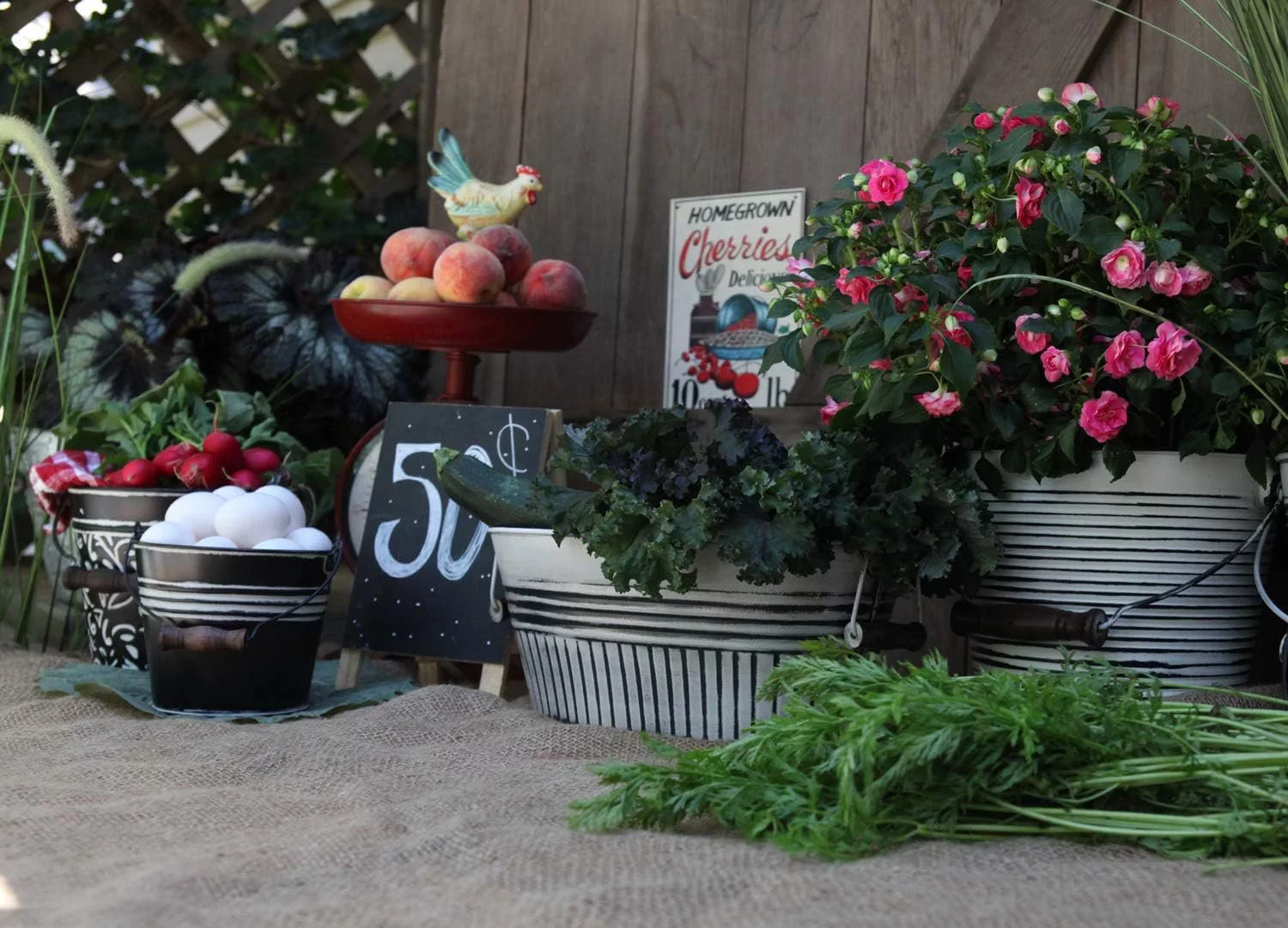 Robert Allen MPT01758 Planter with Handle, Rustic White Ribbed Metal, 10-in. - Quantity 3