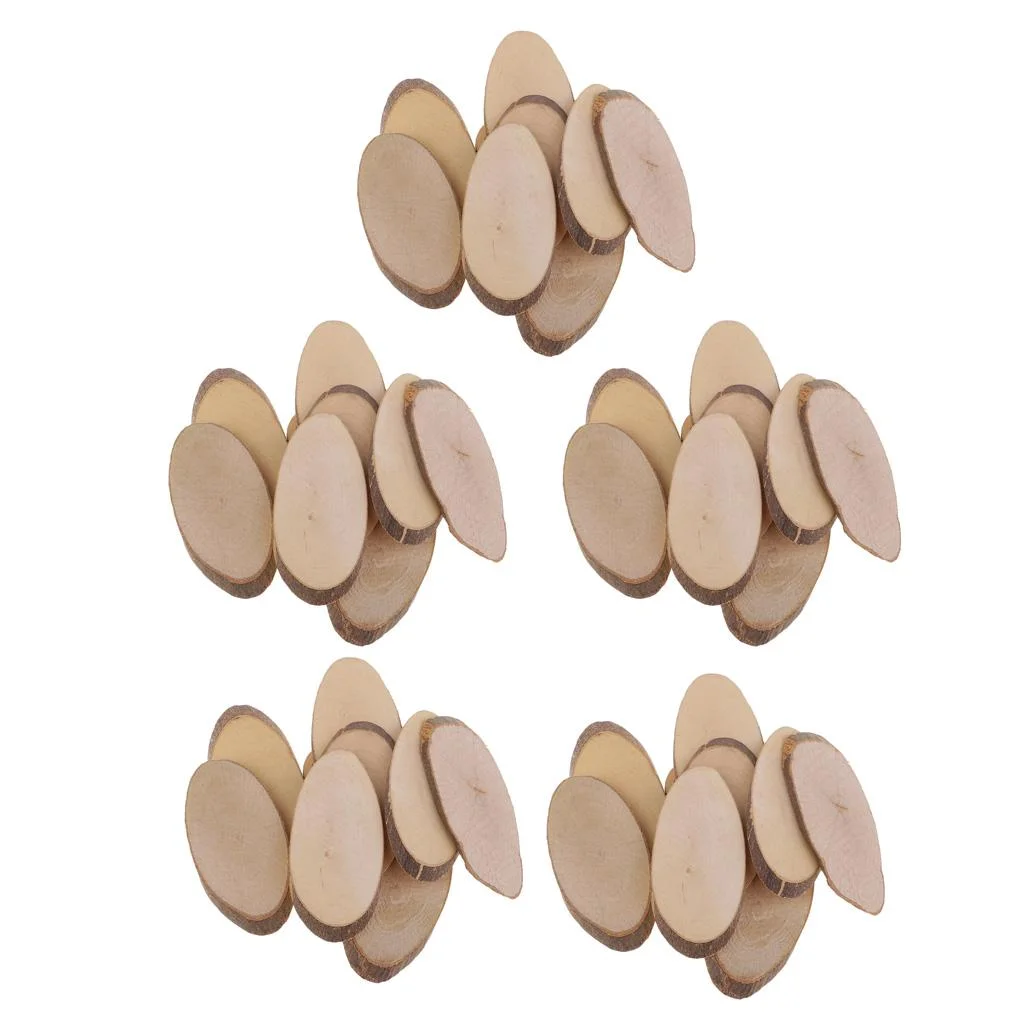 50 Pieces Natural Oval Rustic Wood Slices Log Slice, 8.5 - 9m, For Wedding Centerpiece, DIY Woodland Projects, Table Scatters, Country Decor