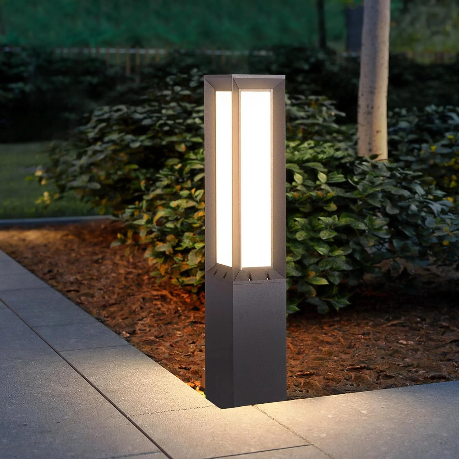 LIANMEI Solar Landscape Path Light, 32Inch Outdoor Solar Pathway Light IP65 Waterproof Garden Floor Lamp Modern Walkway Lights 3000K LED Bollard Lighting for Lawn Driveway Patio Yard Decoration