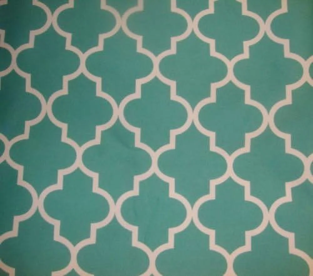 Upholstery Moroccan White On Aquamarine Waterproof Outdoor Canvas Fabric 60