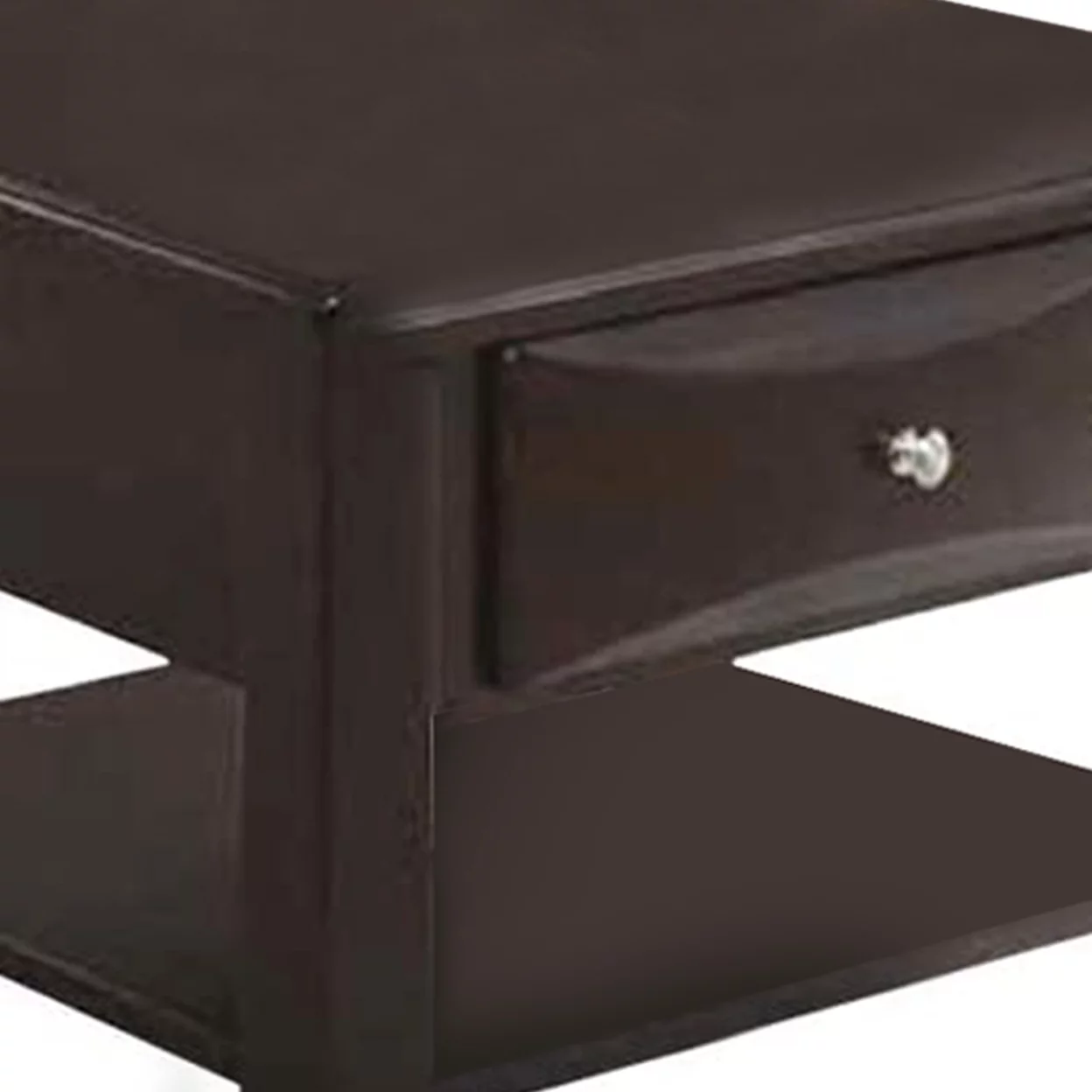 24 Inch Classic Square End Table Single Drawer Bottom Shelf Brown Wood - Saltoro Sherpi