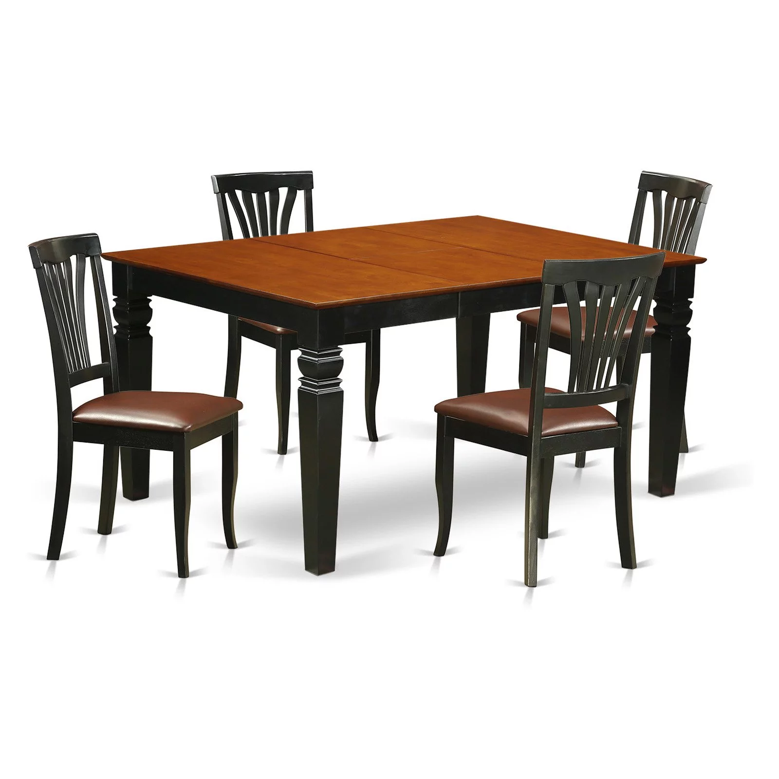 East West Furniture  5 Piece Dining Table Set- a Kitchen Table and 4 Chairs, Black & Cherry(Seat Type Options) WEAV5-BCH-LC