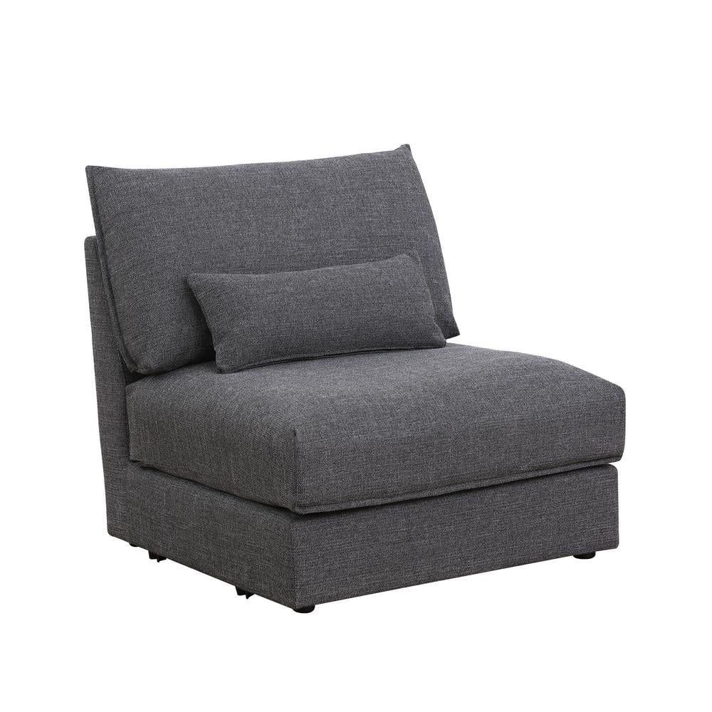 Claire Linen Fabric Armless Chair Dark Gray