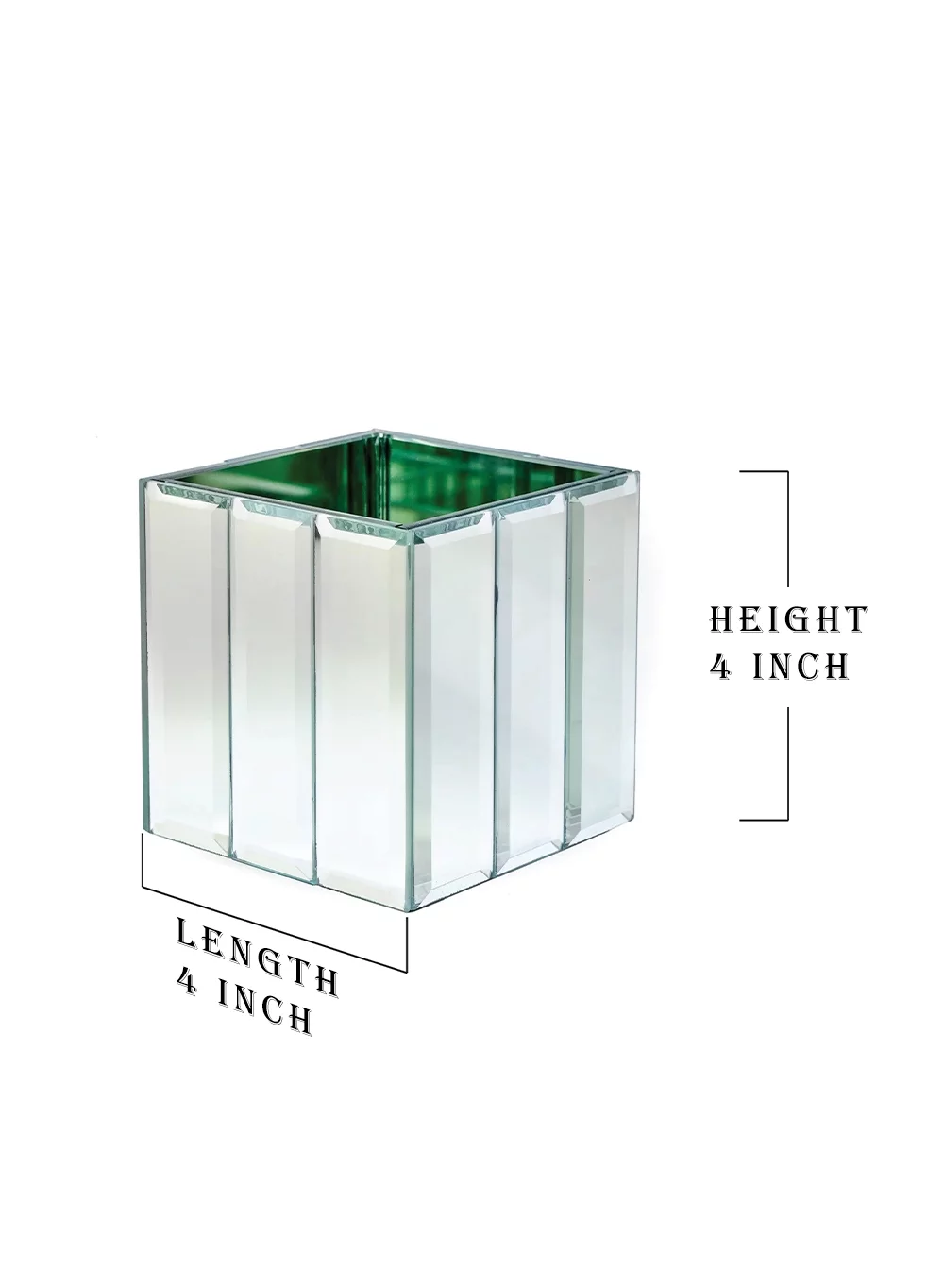 Serene Spaces Living Small Gatsby Mirror Strip Cube Vase, 4” Cube