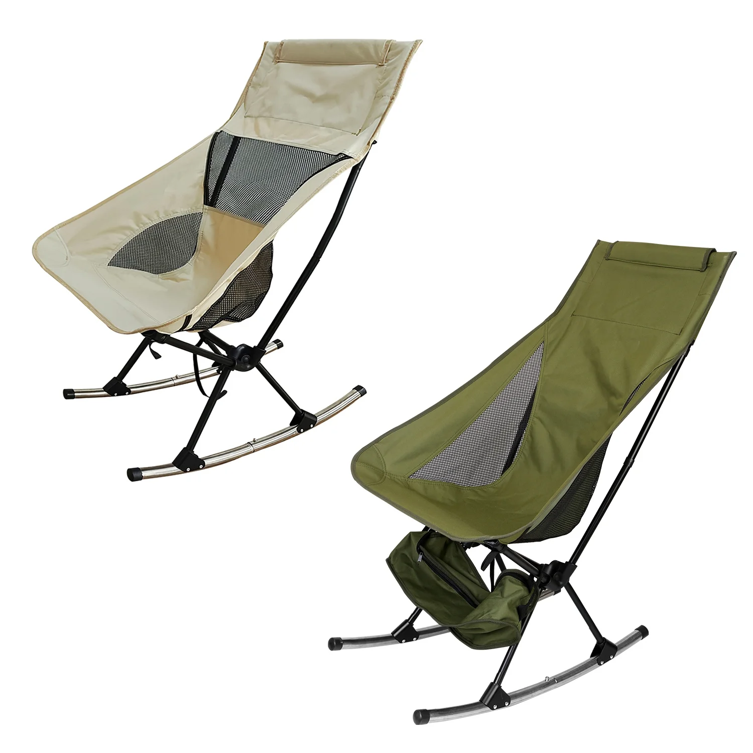Portable Collapsible Camping Rocking Chair iMounTEK High Back Rocker Chair 198LBS Weight Capacity